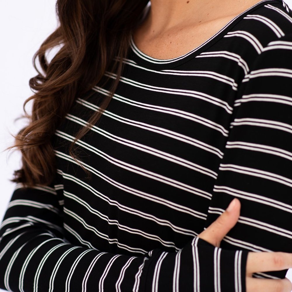 NWT Evy's Tree Black/White Layering Leaves Tee